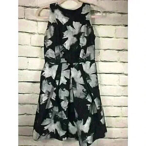 Carmen Marc Valvo Fit Flare Pleated Size 4 Jacquard Floral Pockets Dress